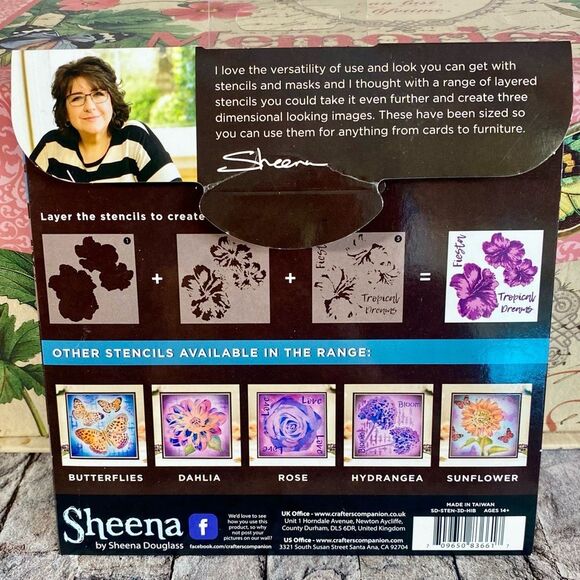 Sheena by Sheena Douglass Hibiscus Design 3D Decorative Stencils 5 Piece Set - Picture 4 of 4